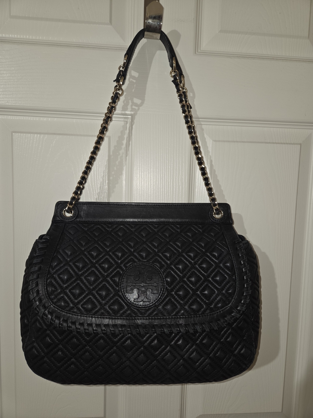 Tory Burch Black Quilted Chain-Shoulder Satchel